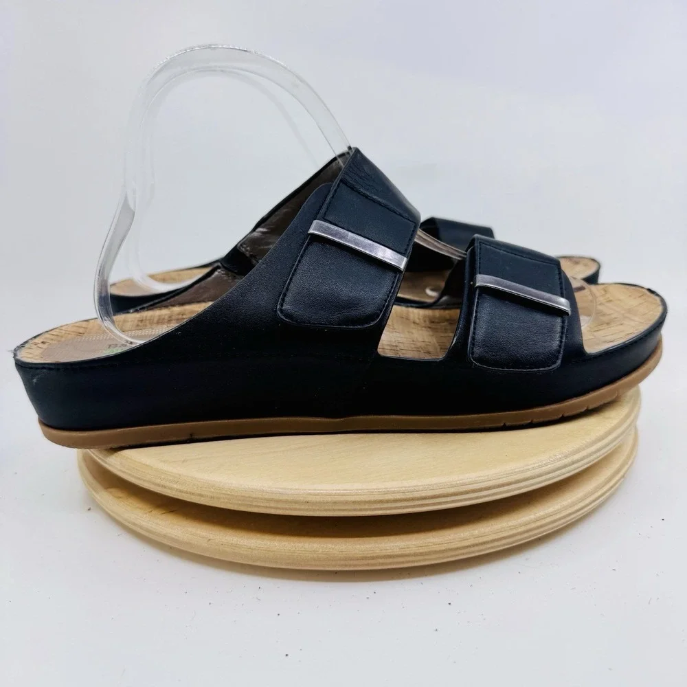 Baretraps Cherilyn Women’s 11 Black Slide Sandals Shoes Flat Comfort Casual Cork